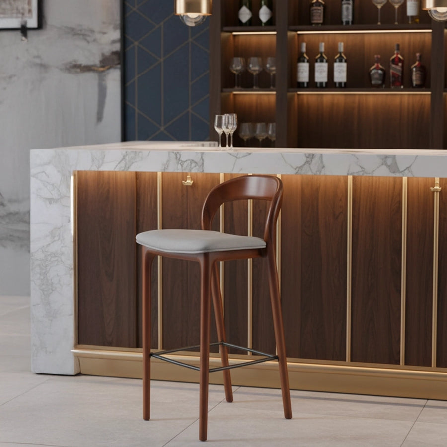 Enya Bar Stool Dark Wood Finish
