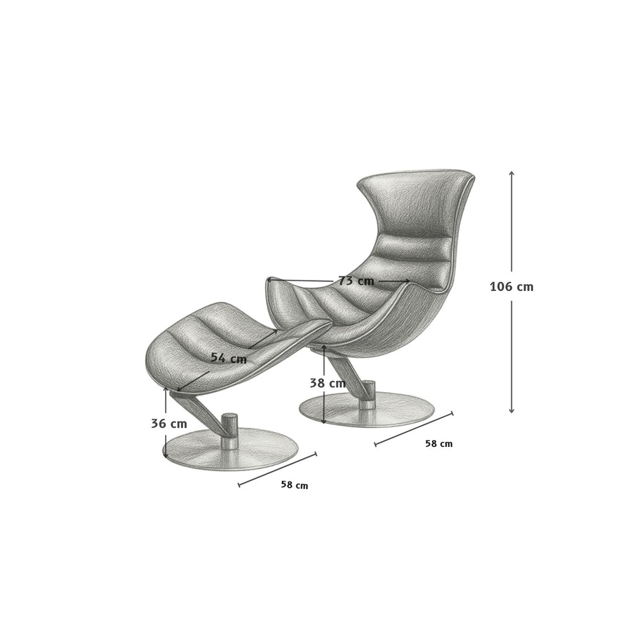 Bentley Black Crescent Swivel Chair