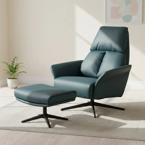 Dark Teal Corra Recliner Armchair with an Ottoman (3 positions)
