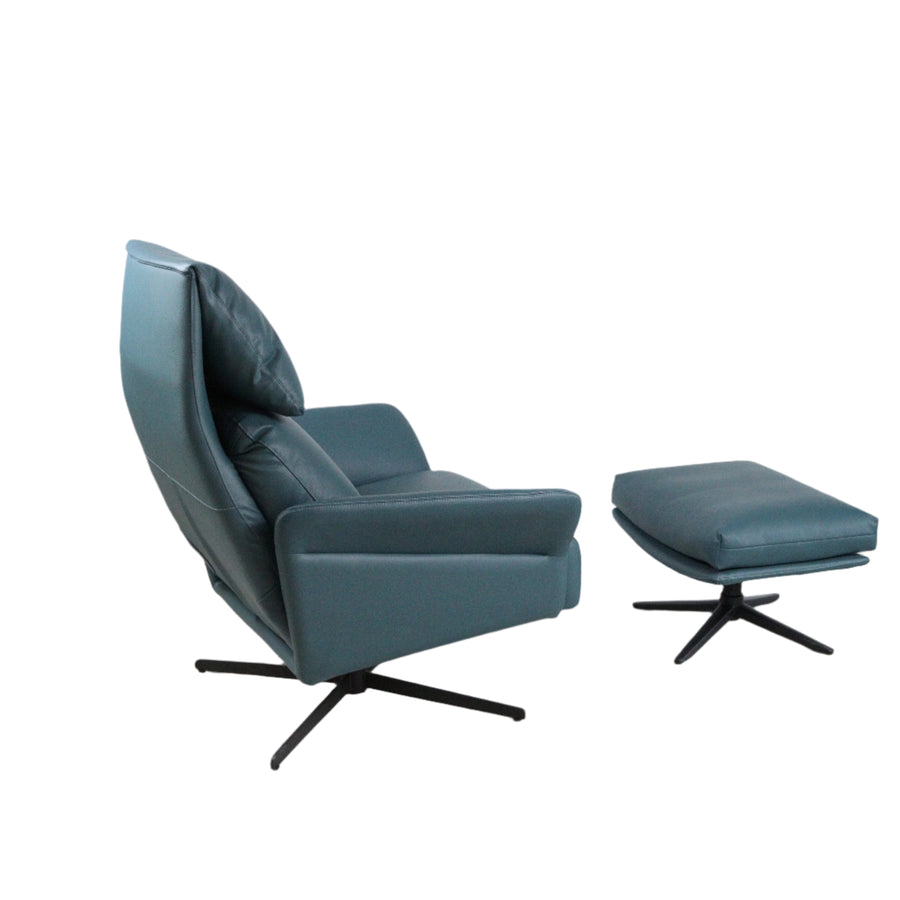 Dark Teal Corra Recliner Armchair with an Ottoman (3 positions)