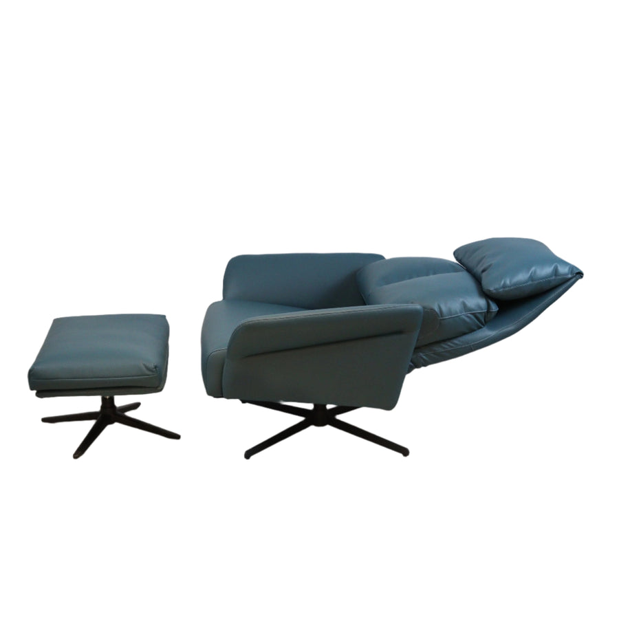 Dark Teal Corra Recliner Armchair with an Ottoman (3 positions)