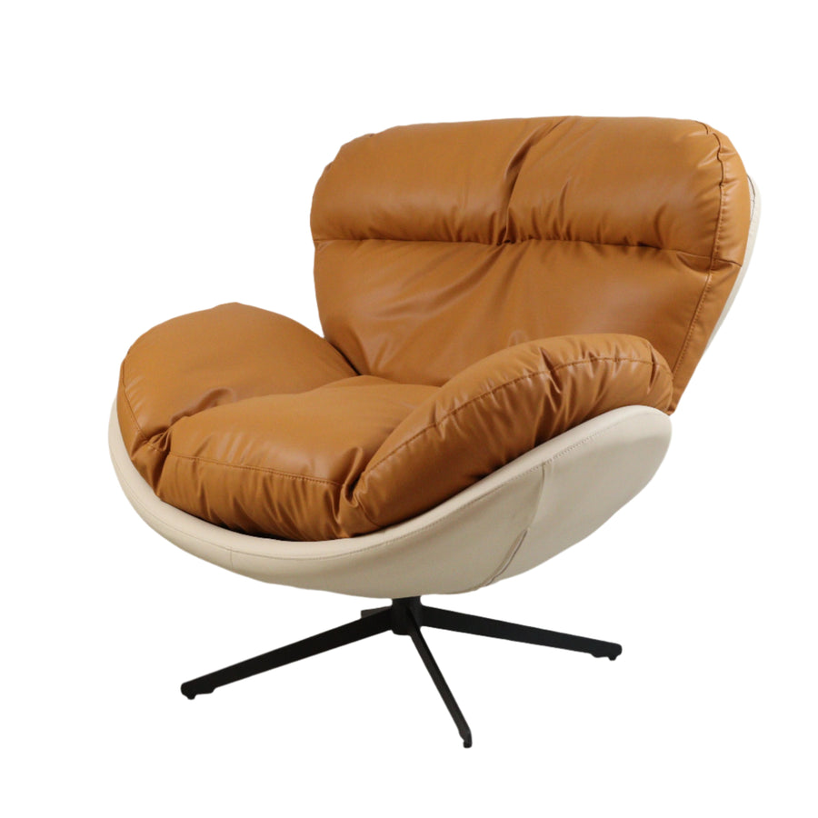 Marlin Tub Swivel Chair (Brown & cream)