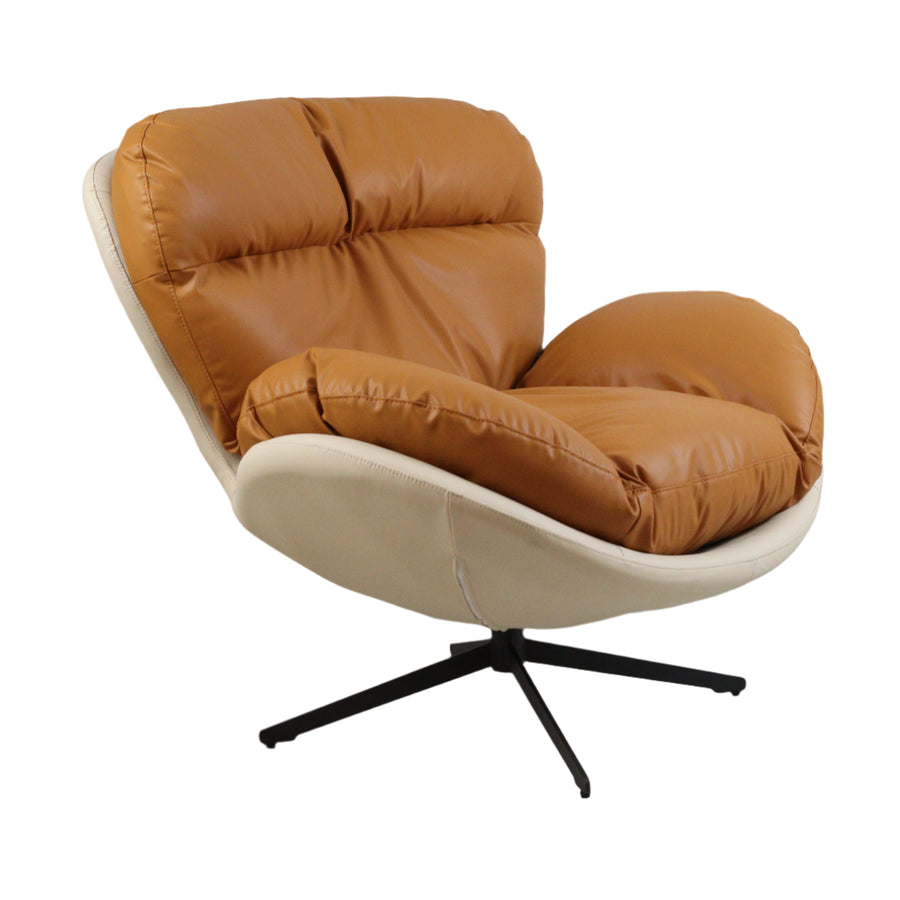 Marlin Tub Swivel Chair (Brown & cream)