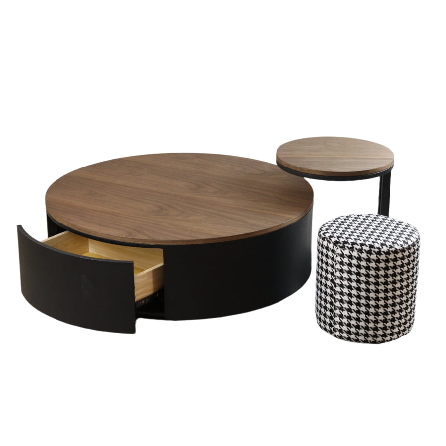 Lucius Coffee Table Set (Coffee Table+Side Table+Ottoman)