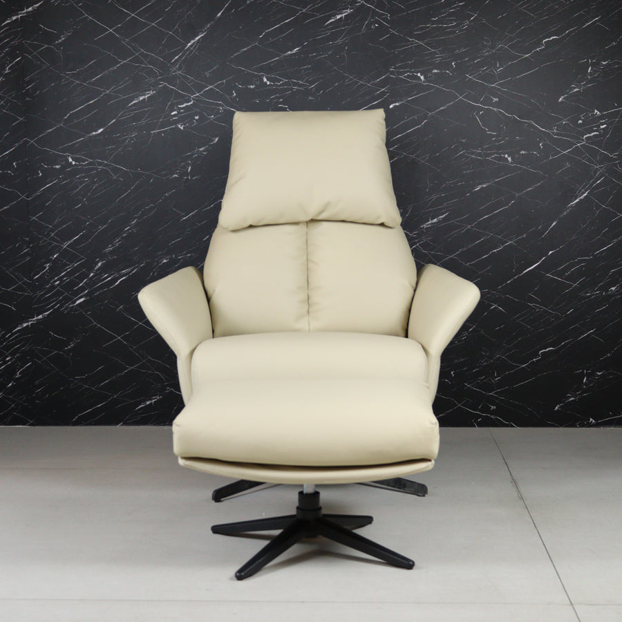 Cream Corra Recliner Armchair with an Ottoman (3 positions)