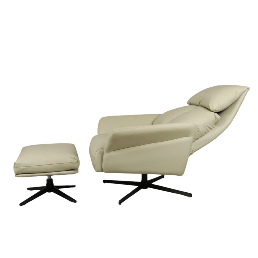 Cream Corra Recliner Armchair with an Ottoman (3 positions)