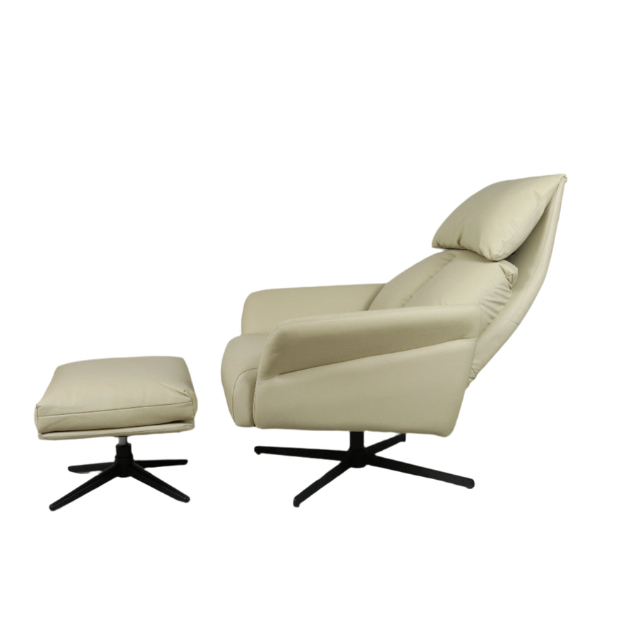 Cream Corra Recliner Armchair with an Ottoman (3 positions)