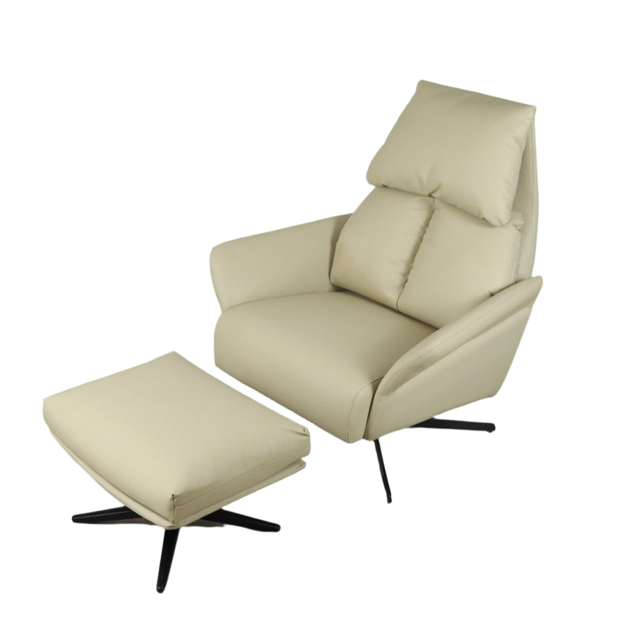 Cream Corra Recliner Armchair with an Ottoman (3 positions)