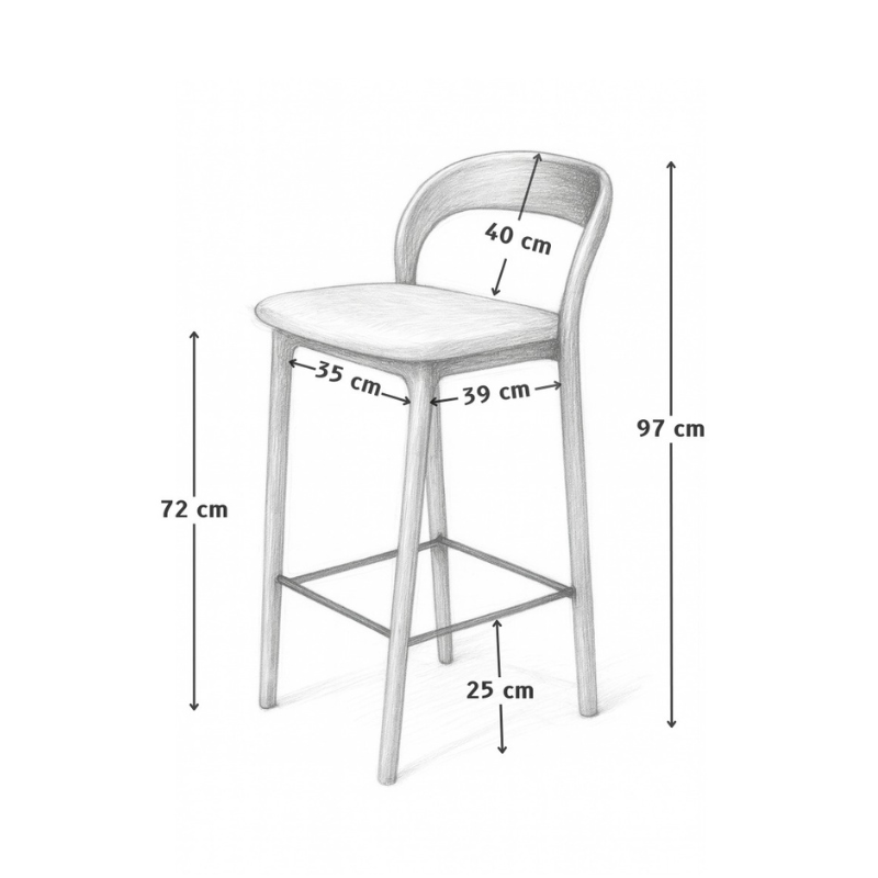 Enya Bar Stool Dark Wood Finish